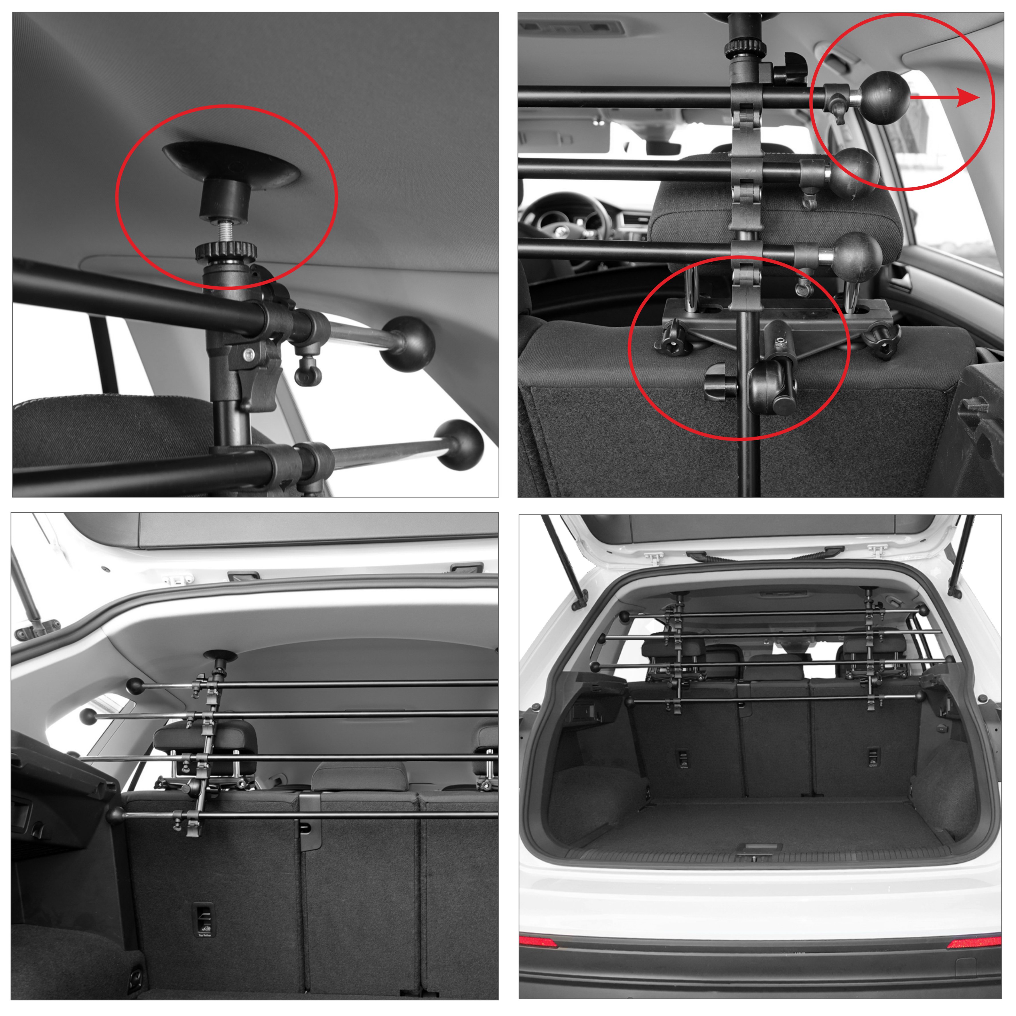 Hundegitter Auto Trenngitter Premium universal Teleskopstangen